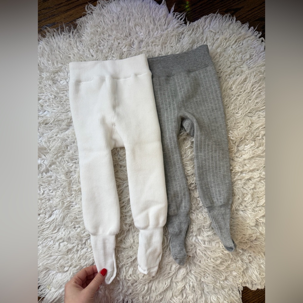 White and Gray Baby Leggings